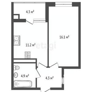 1-к квартира, вторичка, 39м2, 11/18 этаж