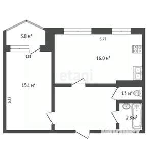 2-к квартира, вторичка, 51м2, 1/9 этаж