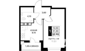 1-к квартира, вторичка, 33м2, 4/12 этаж