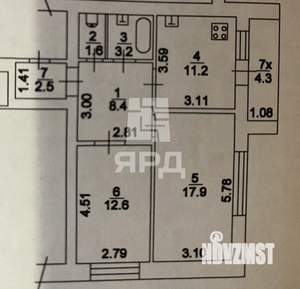 2-к квартира, вторичка, 55м2, 6/10 этаж
