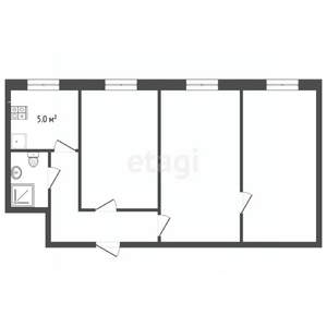 3-к квартира, вторичка, 56м2, 2/4 этаж
