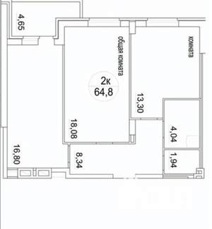 2-к квартира, вторичка, 64м2, 6/10 этаж