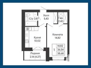1-к квартира, вторичка, 39м2, 5/8 этаж