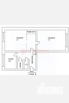 2-к квартира, вторичка, 45м2, 1/5 этаж
