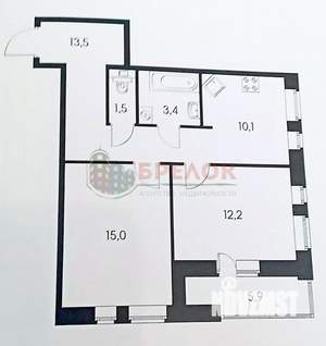 2-к квартира, вторичка, 62м2, 5/19 этаж