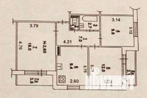 3-к квартира, вторичка, 61м2, 10/10 этаж