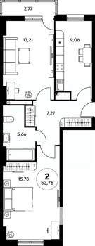2-к квартира, вторичка, 54м2, 20/25 этаж