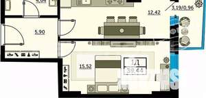 1-к квартира, вторичка, 39м2, 17/24 этаж