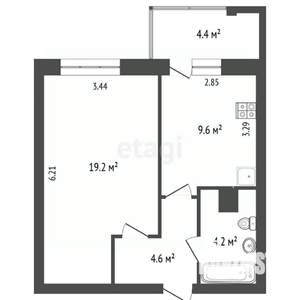 1-к квартира, вторичка, 39м2, 3/24 этаж