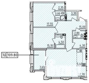 3-к квартира, вторичка, 110м2, 2/10 этаж