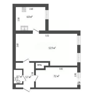 2-к квартира, вторичка, 30м2, 1/3 этаж