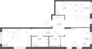 2-к квартира, вторичка, 58м2, 2/17 этаж