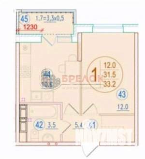 1-к квартира, вторичка, 33м2, 5/12 этаж