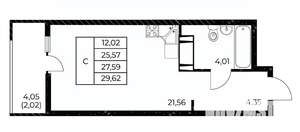 Студия квартира, вторичка, 30м2, 8/25 этаж