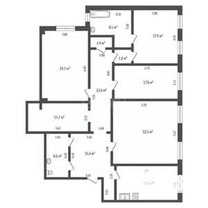 4-к квартира, вторичка, 170м2, 3/3 этаж