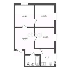 3-к квартира, вторичка, 48м2, 1/5 этаж
