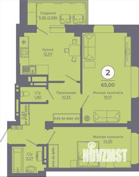2-к квартира, вторичка, 65м2, 23/24 этаж