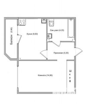 1-к квартира, вторичка, 35м2, 1/5 этаж