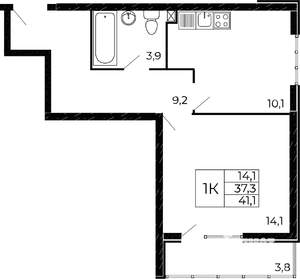 1-к квартира, вторичка, 39м2, 15/18 этаж
