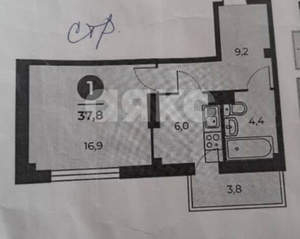 1-к квартира, вторичка, 38м2, 9/18 этаж