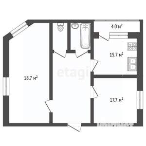 2-к квартира, сданный дом, 69м2, 6/24 этаж