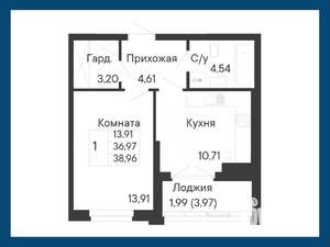 1-к квартира, вторичка, 39м2, 2/8 этаж