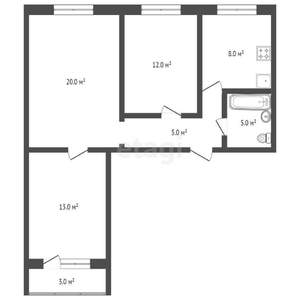 3-к квартира, вторичка, 60м2, 1/9 этаж