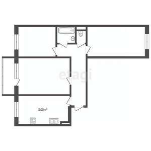 3-к квартира, вторичка, 61м2, 3/5 этаж