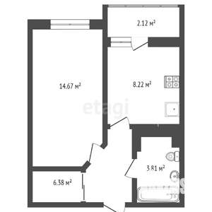1-к квартира, вторичка, 33м2, 2/19 этаж