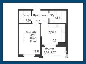 1-к квартира, вторичка, 39м2, 4/8 этаж