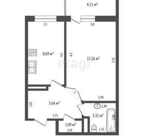 1-к квартира, вторичка, 35м2, 5/9 этаж