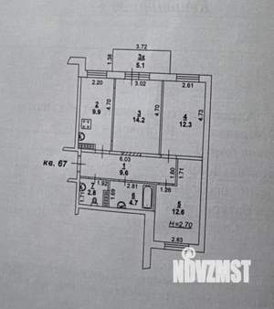 3-к квартира, вторичка, 69м2, 3/6 этаж
