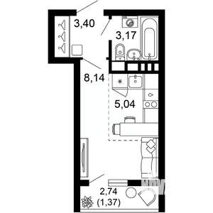 1-к квартира, вторичка, 21м2, 8/10 этаж