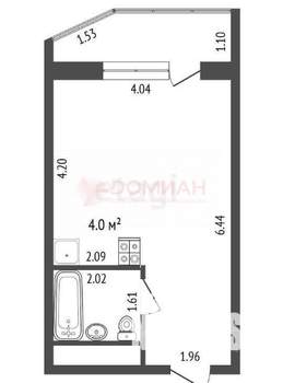 Студия квартира, сданный дом, 27м2, 6/19 этаж