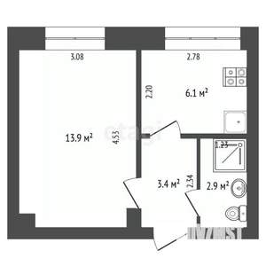 1-к квартира, вторичка, 26м2, 2/5 этаж