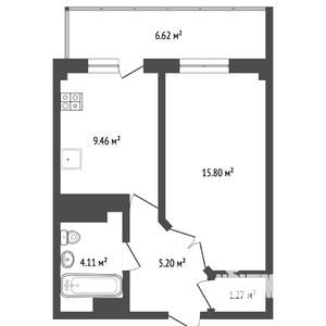 1-к квартира, вторичка, 40м2, 15/18 этаж