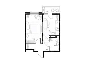 1-к квартира, вторичка, 36м2, 13/25 этаж