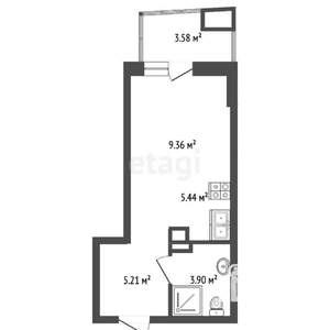 Студия квартира, сданный дом, 25м2, 24/25 этаж