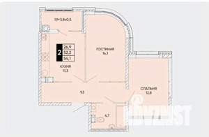 2-к квартира, вторичка, 56м2, 8/18 этаж