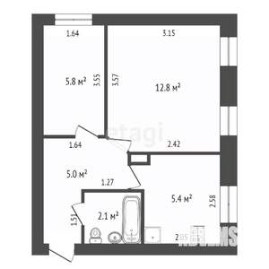 2-к квартира, вторичка, 31м2, 2/2 этаж