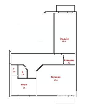 2-к квартира, вторичка, 50м2, 9/9 этаж