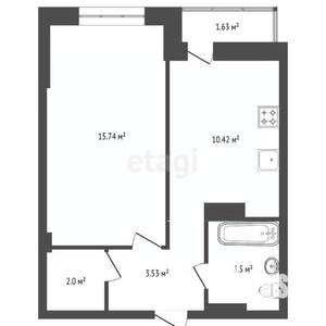1-к квартира, вторичка, 37м2, 14/24 этаж