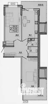 2-к квартира, вторичка, 80м2, 13/25 этаж