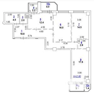 3-к квартира, вторичка, 95м2, 4/17 этаж