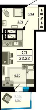 Студия квартира, вторичка, 22м2, 31/31 этаж