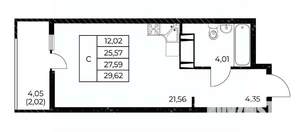 Студия квартира, строящийся дом, 30м2, 15/25 этаж