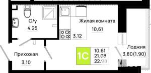 Студия квартира, вторичка, 23м2, 2/25 этаж