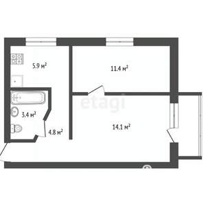 2-к квартира, вторичка, 40м2, 5/5 этаж