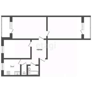 3-к квартира, вторичка, 61м2, 8/9 этаж