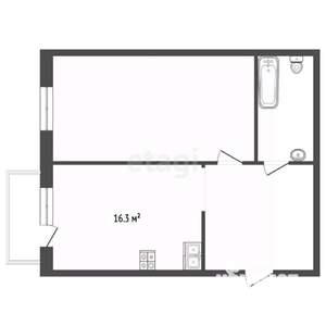 1-к квартира, вторичка, 50м2, 4/4 этаж